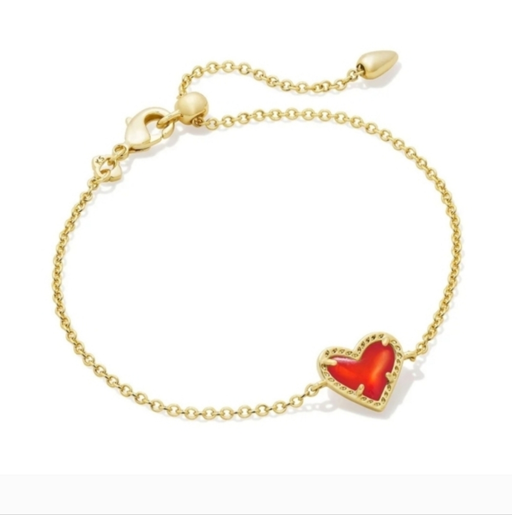 Kendra Scott Ari Heart Bracelet In Red And Gold